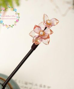 髪飾り かんざし 簪 珊瑚朱色 浴衣 和装 ゆかた 祭り 留袖 振袖 成人式 袴 卒業式 オレンジ 花 和服 和風 結婚式 可愛い シンプル 夏祭り 普段着 花簪