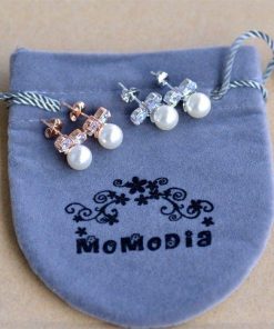 ピアス レディース パール 18k 真珠 スワロフスキー リボン 18金GP k18