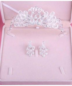 A23499 ウェディング 花嫁3点セット アクセサリー ティアラ+イヤリング+ネックレス .