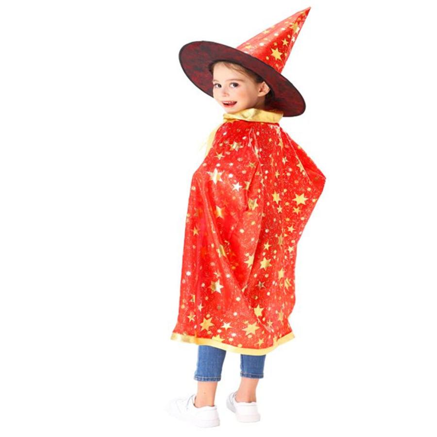 「爆買」 ハロウィン マント 子供 仮装 キャップ 2点セット 女の子 男の子 キッズ 魔法使い コスチューム コスプレ 魔女 お化け 衣装 道具 - 画像 (3)