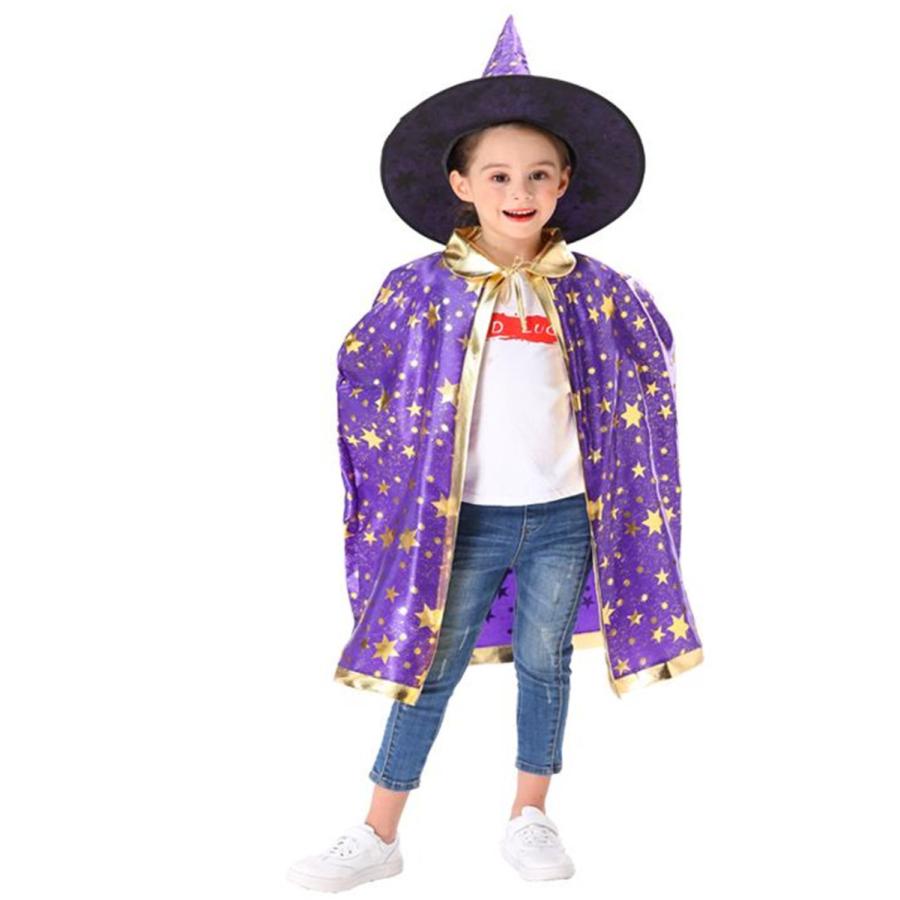 「爆買」 ハロウィン マント 子供 仮装 キャップ 2点セット 女の子 男の子 キッズ 魔法使い コスチューム コスプレ 魔女 お化け 衣装 道具 - 画像 (7)
