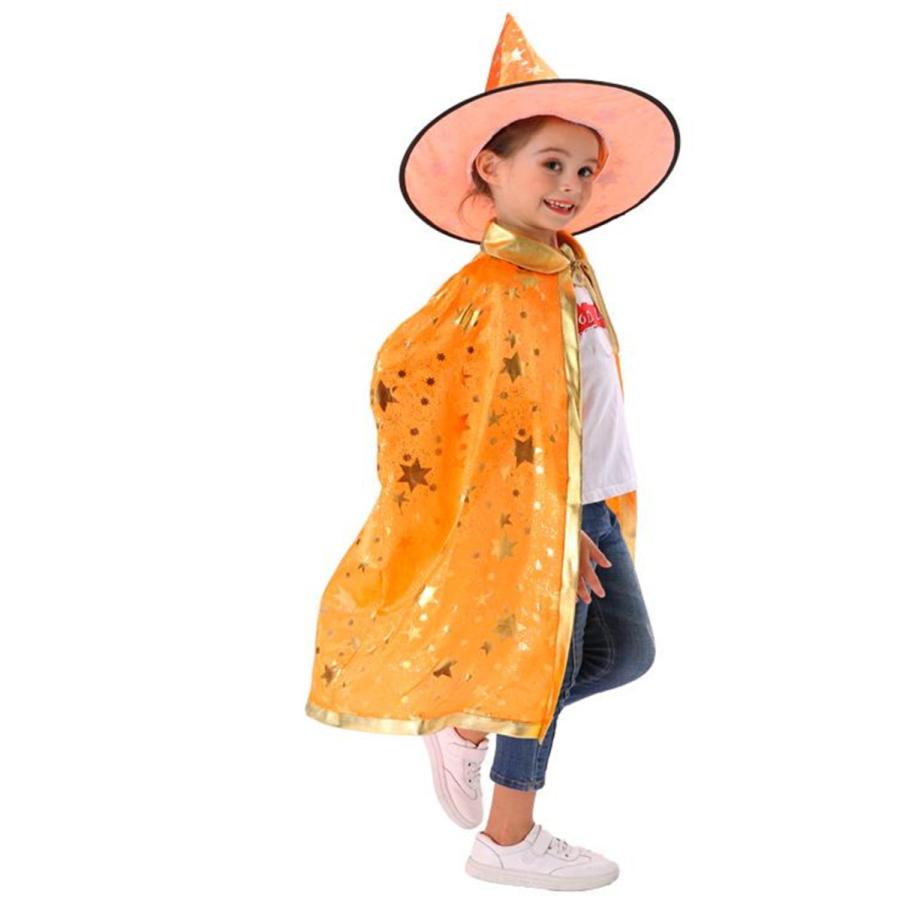 「爆買」 ハロウィン マント 子供 仮装 キャップ 2点セット 女の子 男の子 キッズ 魔法使い コスチューム コスプレ 魔女 お化け 衣装 道具 - 画像 (8)