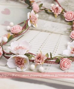 花冠 ピンク ウエディング ヘッドドレス 花かんむり 造花 髪飾り ブライダル リゾート 花嫁 二次会 結婚式 フェス 森ガール ボヘミア 前撮り フラワー