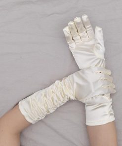 ウエディンググローブ レディース ミディアム丈 肘下丈 肘丈 サテン調 光沢感 無地 ドレス手袋 ブライダル小物 シンプル 上品 おしゃれ かわいい