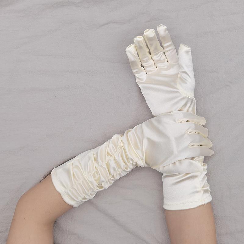 ウエディンググローブ レディース ミディアム丈 肘下丈 肘丈 サテン調 光沢感 無地 ドレス手袋 ブライダル小物 シンプル 上品 おしゃれ かわいい