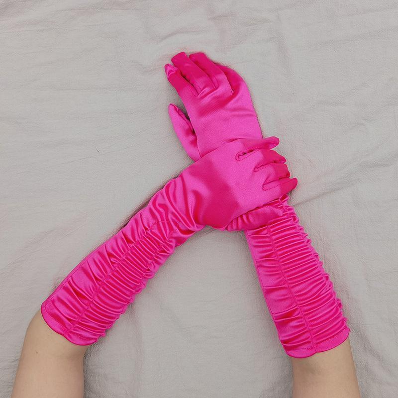 ウエディンググローブ レディース ミディアム丈 肘下丈 肘丈 サテン調 光沢感 無地 ドレス手袋 ブライダル小物 シンプル 上品 おしゃれ かわいい - 画像 (3)