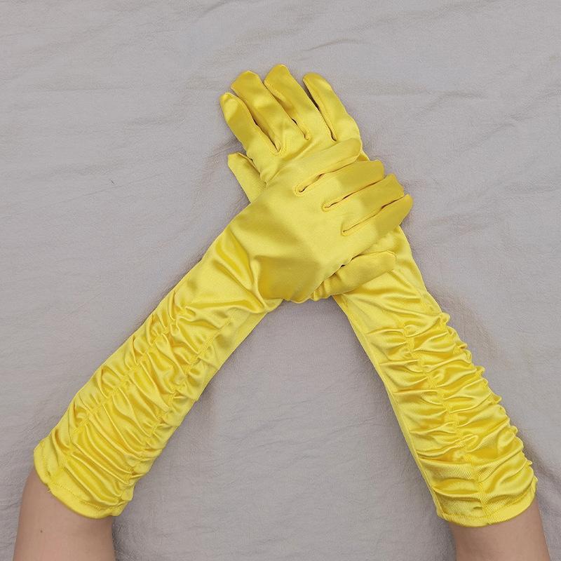 ウエディンググローブ レディース ミディアム丈 肘下丈 肘丈 サテン調 光沢感 無地 ドレス手袋 ブライダル小物 シンプル 上品 おしゃれ かわいい - 画像 (4)