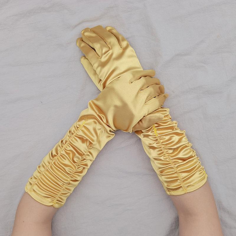 ウエディンググローブ レディース ミディアム丈 肘下丈 肘丈 サテン調 光沢感 無地 ドレス手袋 ブライダル小物 シンプル 上品 おしゃれ かわいい - 画像 (5)