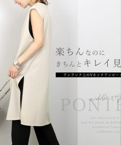 Aletta vita クリアランスセール　返品交換不可　ワンピース チュニック　体型カバー ミドルウェイトポンチVネックチュニックワンピース メール便可/ma3