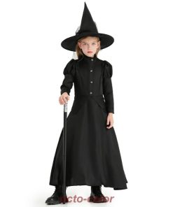 子供 魔女風 コスチューム  仮装 衣装 キャラクター ハット ワンピース 2点セット
