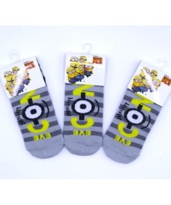 【送料無料】 版権 キッズソックス (ミニオンズ)(グレーボーダー)(13-18cm)(3足セット) / みっとめるへん社
