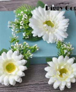 人工大型デイジーヘアピンヘアクリップフラワーブローチ女性パーティーホワイト
