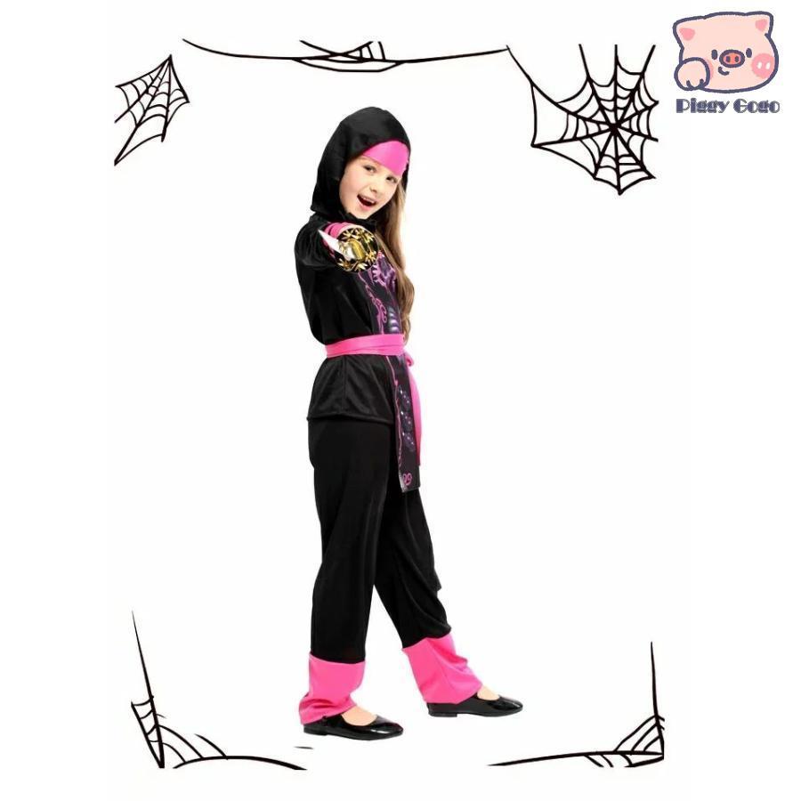 衣装 子供 忍者 くのいち 時代劇 コスチューム 仮装 女の子 魔法 巫女 デビル 小 - 画像 (2)