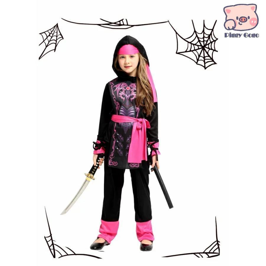 衣装 子供 忍者 くのいち 時代劇 コスチューム 仮装 女の子 魔法 巫女 デビル 小 - 画像 (4)