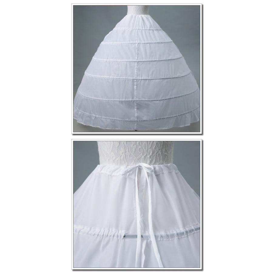 ウェディングドレス用 現代劇演出服用 6段ワイヤー パニエ ドレス用 大人用 ワイヤー入り ロング丈 シンプル 白 - 画像 (4)