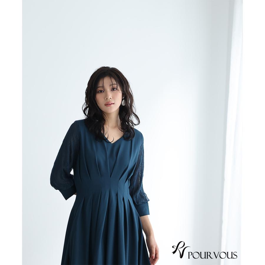 PourVous パーティードレス 結婚式 ドレス フォーマル ワンピース 即日発送 ロング丈 体型カバー オケージョン お呼ばれ 服装 30代 40代 50代 大きいサイズ 親族 袖あり - 画像 (9)