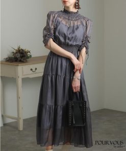 atlo パーティードレス 結婚式 服装 ドレス フォーマル ワンピース 即日発送 韓国 ロング丈 体型カバー 顔合わせ お呼ばれ 20代 40代 大きいサイズ プチプラ 袖あり