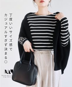 reca ラウンドネックボーダー長袖カットソー wk-0493 レディース ボーダー トップス 長袖 Tシャツ カジュアル シンプル 楽ちん 秋 春 ネコポス発送10