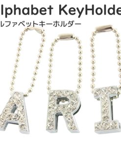 スワロフスキー アルファベット メッキエンブレム イニシャル キーホルダー F 1文字チャーム ギフト プレゼント等に メール便OK