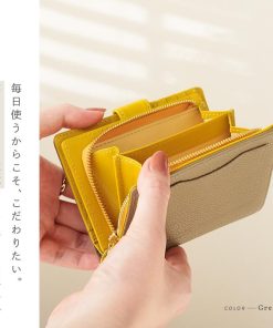 【クーポンでさらにお得！】ミニ財布 本革 4色 二つ折り財布 レディース 革  レザー カード 12枚 グレージュ コインケース 財布
