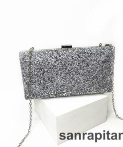 パーティバッグ 2wayバッグ ショルダーバッグ クラッチバッグ レディース 鞄 チェーンストラップ付き 肩掛け 手提げ カバン 長方形 ラメ 女性用