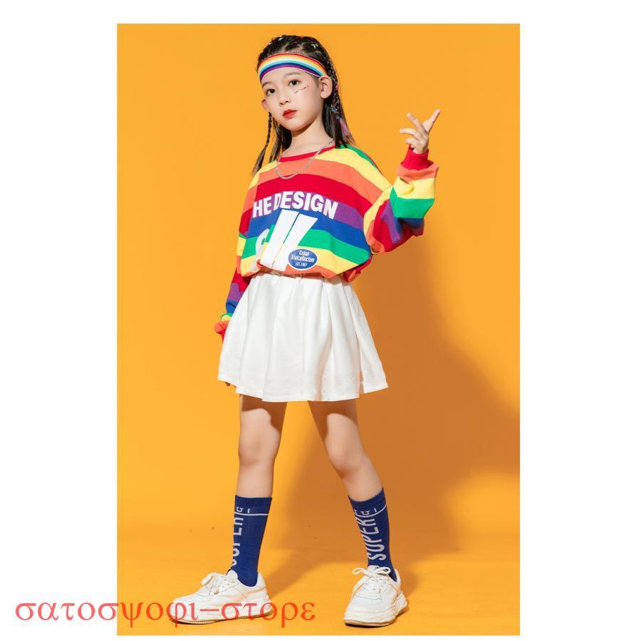 ヒップホップ キッズダンス衣装 HIPHOP 子供服 セットアップ ダンストップス 長袖 パンツ 長ズボン 男女兼用 ジャズダンス 練習着 演出服 体操服 - 画像 (4)