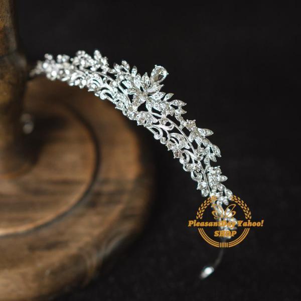 ウエディングヘッドドレス プリンセスティアラ クラウン 王冠 ウェディングヘアアクセサリー 花嫁小物 結婚式 披露宴 ブライダル 二次会 前撮り パーティー - 画像 (2)