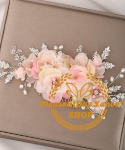 花冠 ウェディング ヘッドドレス コーム フラワー ピンク 造花 髪飾り 花飾り リゾート 新婚旅行 花嫁 二次会 結婚式 フェス 森ガール ボヘミア