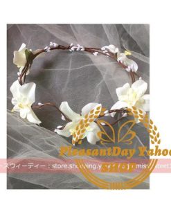 花冠 ウェディング 5色 ユリ 百合 ヘッドドレス 花かんむり 花輪 リゾート キット 造花 髪飾り 花嫁 二次会 結婚式 フェス 森ガール 旅行 ビーチフォト