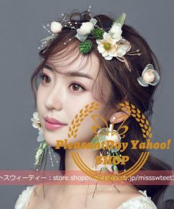 花冠 ウェディング 花かんむり+イヤリング/ピアス 花輪 大人花冠 造花 ヘッドドレス 髪飾り 花嫁 二次会 結婚式 フラワーティアラ ヘアバンド 披露宴 前撮り