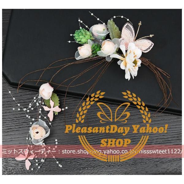 花冠 ウェディング 花かんむり+イヤリング/ピアス 花輪 大人花冠 造花 ヘッドドレス 髪飾り 花嫁 二次会 結婚式 フラワーティアラ ヘアバンド 披露宴 前撮り - 画像 (4)