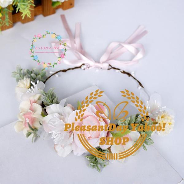 花冠 安い ウェディング 薄ピンク 前撮り花冠 ヘッドドレス 花かんむり 造花 髪飾り 花輪 ブライダル 大人用 リゾート 花嫁 二次会 結婚式 ボヘミア 手作り