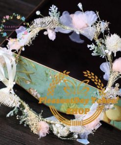 花冠 花かんむり ウェディング ヘッドドレス ティアラ リボン 大人花冠 造花 髪飾り 花輪 リゾート 花嫁 二次会 結婚式 フェス 森ガール ボヘミア 手作り