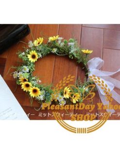 花冠 ひまわり 安い ウェディング ヘッドドレス 花かんむり 子供/大人可愛い 造花 髪飾り 花輪 リゾート 花嫁 二次会 結婚式 ガーデンウエディング 挙式