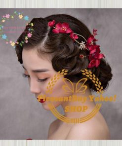 ウエディング 髪飾り ヘッドドレス 赤 花 ヘアアクセサリー ピン 髪留め ブライダル 花嫁 結婚式 成人式 発表会 演奏会 披露宴 パーティー 二次会 セレモニー