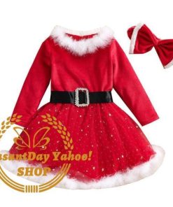 2点セット クリスマス コスプレ ヘアバンド付き コスチューム 衣装 キッズ 赤ちゃん 子供用 ベビー服 女の子 男の子 撮影 記念 イベント