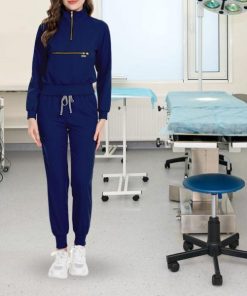 女性用スクラブセット トップスとスクラブパンツ ソフト 労働者向け ビューティーセンター 女性 S ネイビーブルー