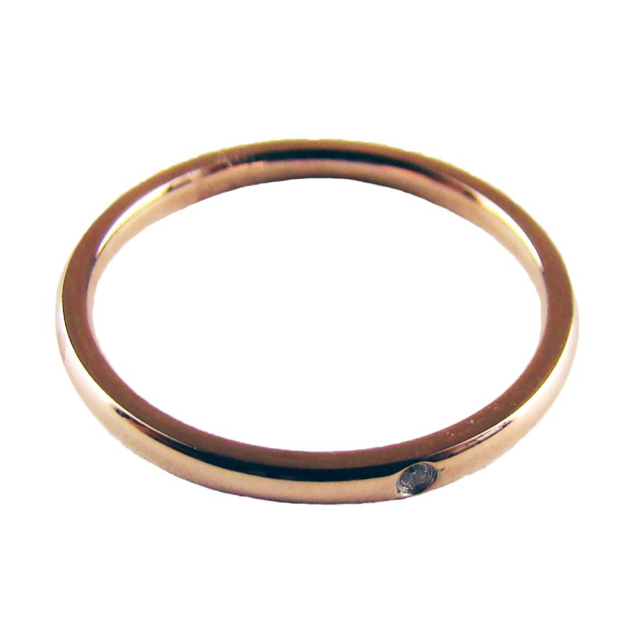 指輪 ステンレスリング ピンキーリング レディース メンズ 50代 40代 シンプル おしゃれ ピンクゴールド つけっぱなし 綺麗 一粒 ストーン - 画像 (3)