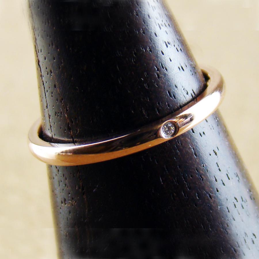 指輪 ステンレスリング ピンキーリング レディース メンズ 50代 40代 シンプル おしゃれ ピンクゴールド つけっぱなし 綺麗 一粒 ストーン - 画像 (4)