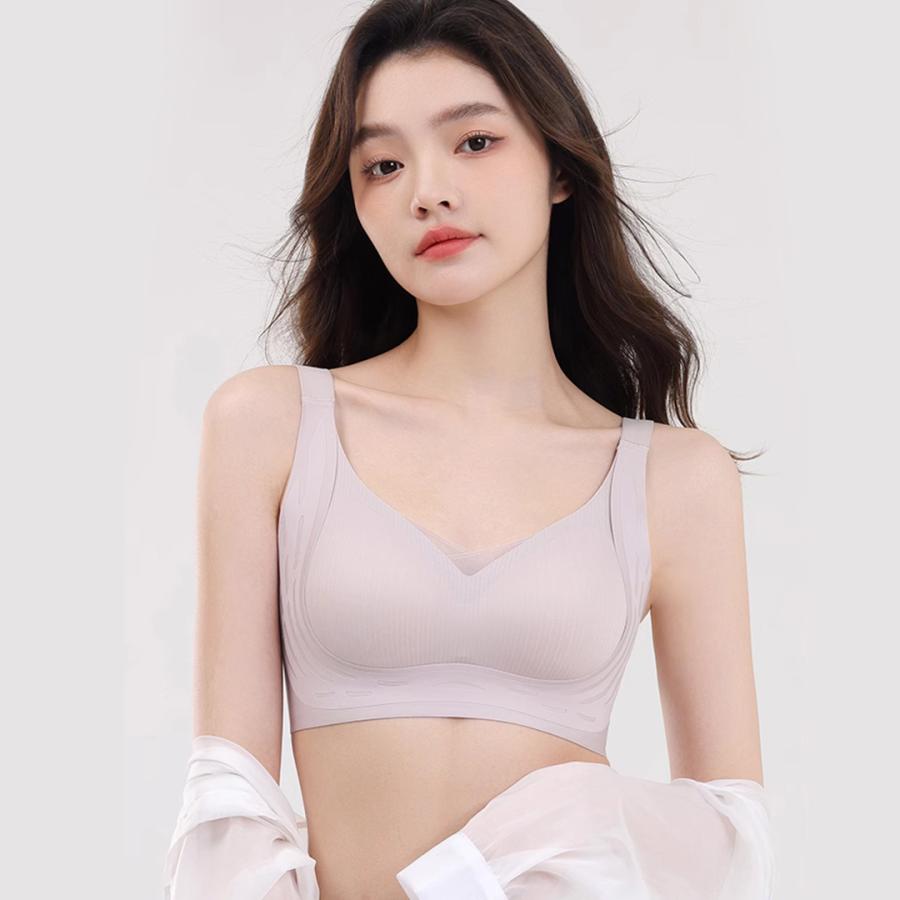 Veimia VEIMIA ノーワイヤブラ 3Dカップ 垂れ防止 補整ブラ バスト フルカップ さらし 着痩せブラ 大きいサイズ 締め付け感ない 脇高ブラ 脇肉対策 揺れない - 画像 (5)