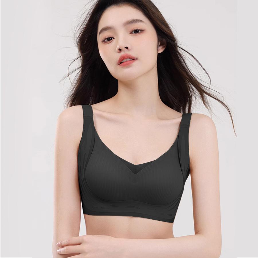 Veimia VEIMIA ノーワイヤブラ 3Dカップ 垂れ防止 補整ブラ バスト フルカップ さらし 着痩せブラ 大きいサイズ 締め付け感ない 脇高ブラ 脇肉対策 揺れない