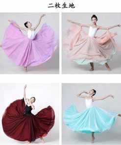 広がる スカート ロング丈 70cm 75cm 80cm 85cm 90cm 95cm 子供 大人 大きい裾 360° 540°720° 飄逸 シフォン 二枚生地 一枚生地 古典ダンス ベリー