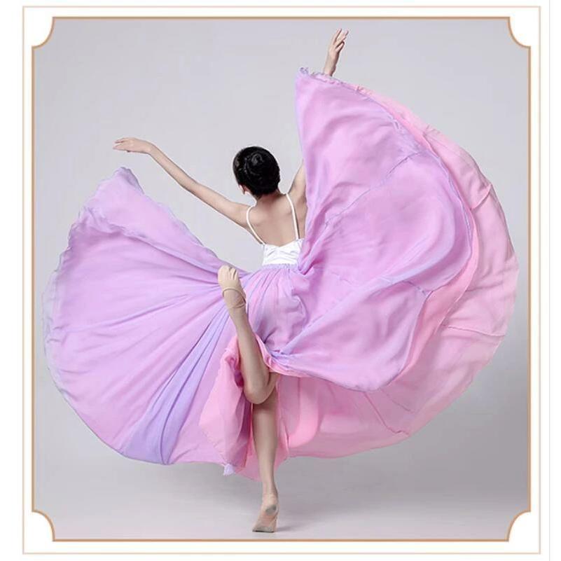 広がる スカート ロング丈 70cm 75cm 80cm 85cm 90cm 95cm 子供 大人 大きい裾 360° 540°720° 飄逸 シフォン 二枚生地 一枚生地 古典ダンス ベリー - 画像 (7)