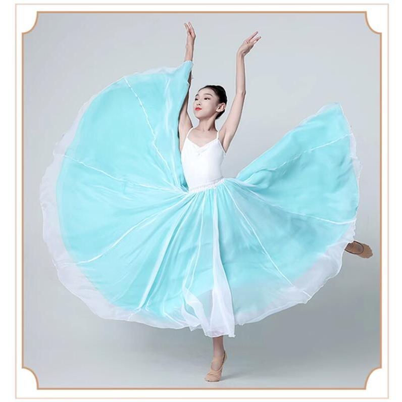広がる スカート ロング丈 70cm 75cm 80cm 85cm 90cm 95cm 子供 大人 大きい裾 360° 540°720° 飄逸 シフォン 二枚生地 一枚生地 古典ダンス ベリー - 画像 (8)