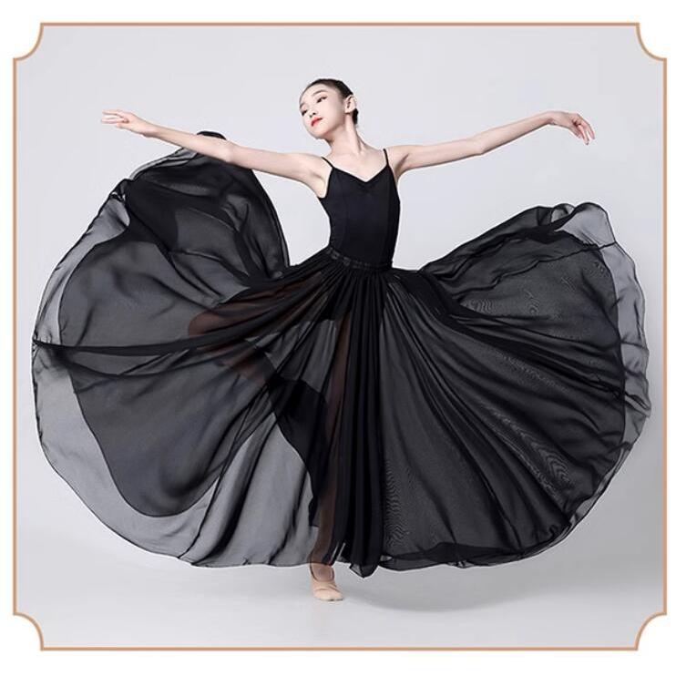 広がる スカート ロング丈 70cm 75cm 80cm 85cm 90cm 95cm 子供 大人 大きい裾 360° 540°720° 飄逸 シフォン 二枚生地 一枚生地 古典ダンス ベリー - 画像 (9)