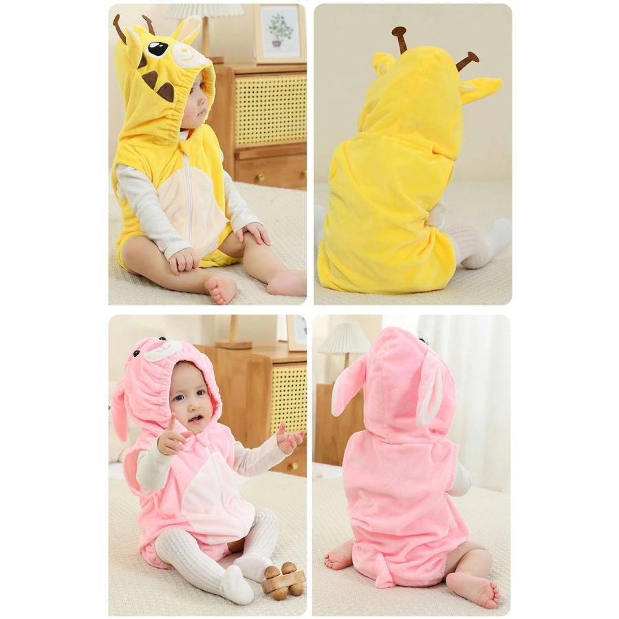 送料無料 ロンパース 動物 着ぐるみ 恐竜 乳牛 ウサギ カバーオール ベビー服 男の子 女の子 もこもこ あったか 子供 冬服 ベビーウェア コスプレ衣装 出産祝い - 画像 (8)