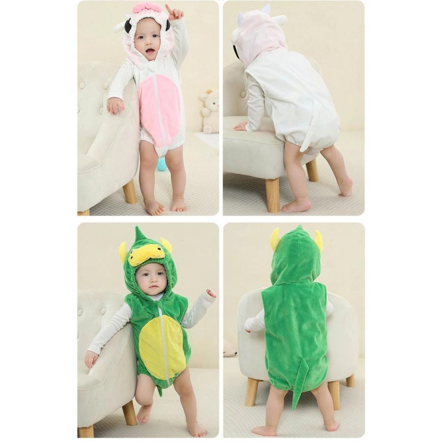 送料無料 ロンパース 動物 着ぐるみ 恐竜 乳牛 ウサギ カバーオール ベビー服 男の子 女の子 もこもこ あったか 子供 冬服 ベビーウェア コスプレ衣装 出産祝い - 画像 (9)