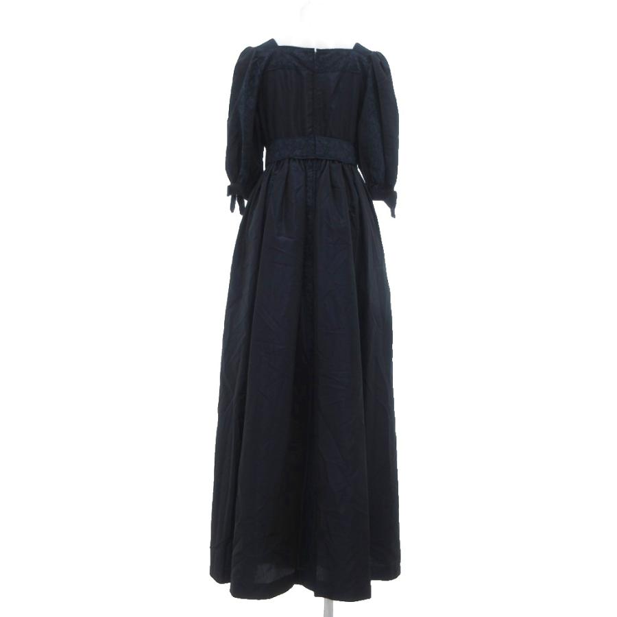 シモンヌ ドレス ワンピース ロング ベルト付き パフスリーブ 9 ネイビー /UO ■GY44 レディース