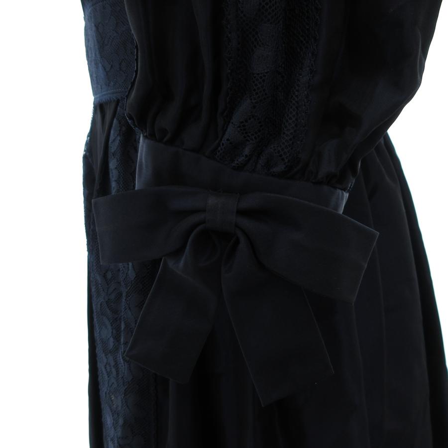 シモンヌ ドレス ワンピース ロング ベルト付き パフスリーブ 9 ネイビー /UO ■GY44 レディース - 画像 (8)