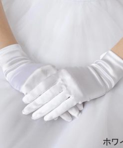 ウエディング グローブ ショート サテン 22cm ブライダル 日本製 ホワイト オフホワイト アイボリー ウエディンググローブ ショートグローブ